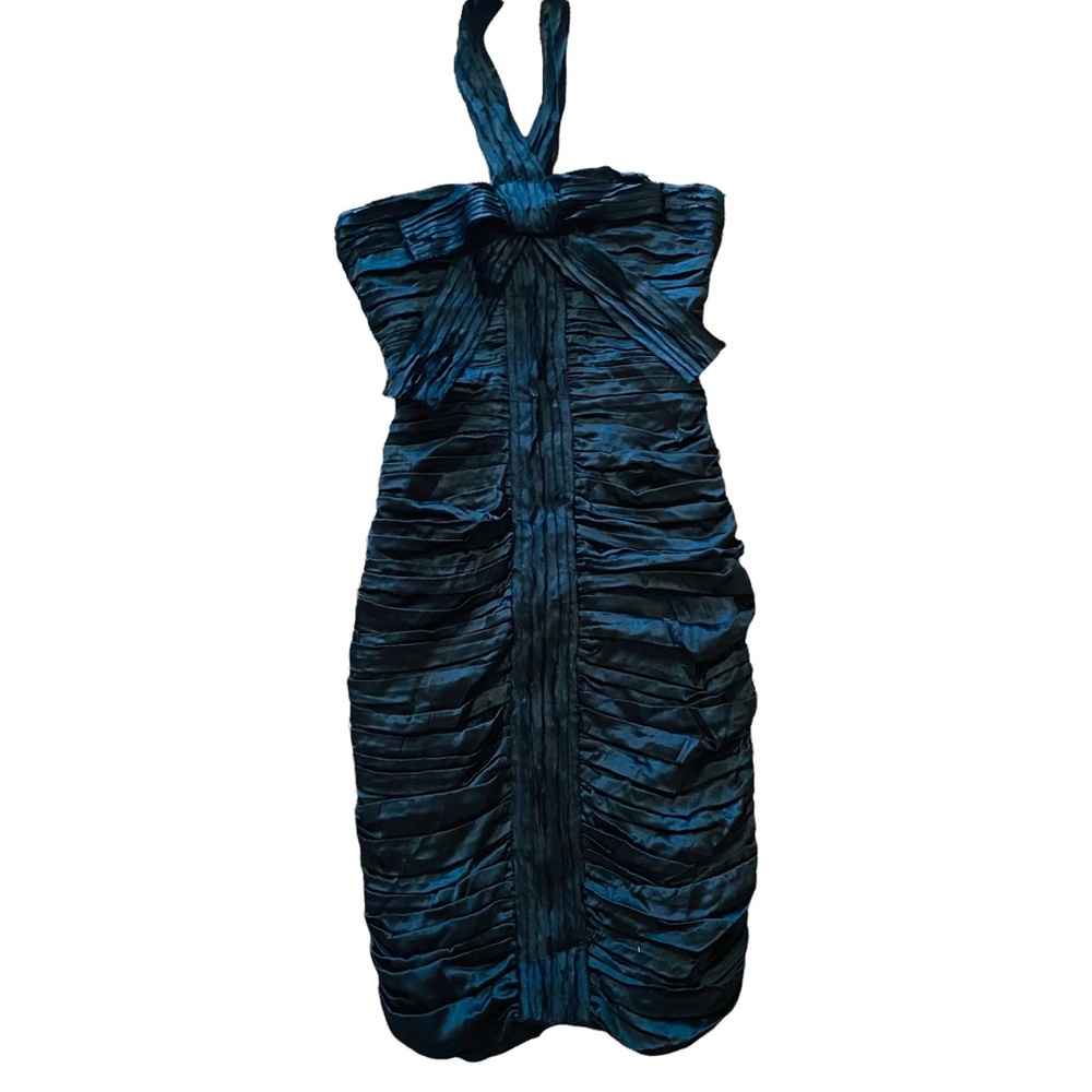 DOLCE & GABBANA Black Pleated Silk Dress With Bow - Picture 5 of 14